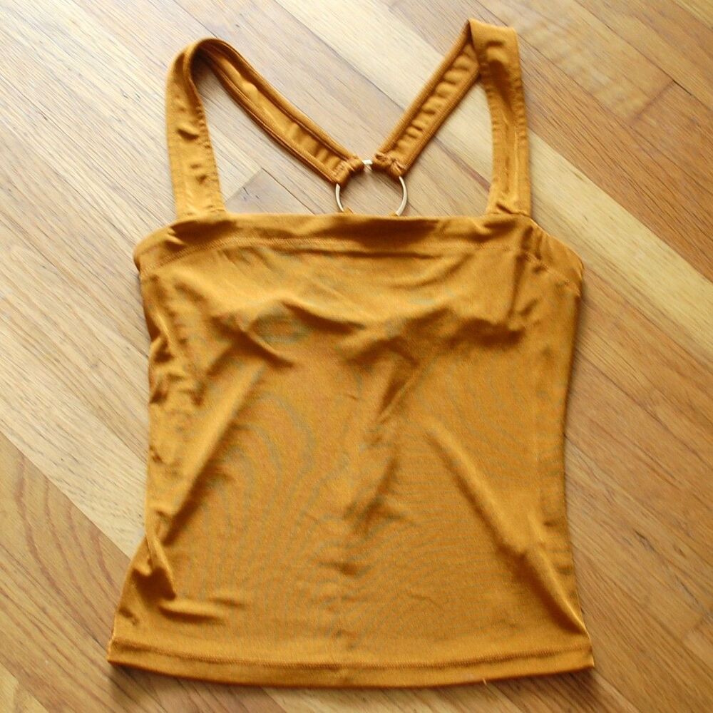 Intimately Free People Gold Bronze Racerback O-Ring Tank Top Sz M Medium